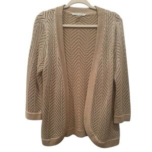 Peter Nygard Gold Shimmery Open-Front Cardigan Holidays Layer Christmas Sz L
